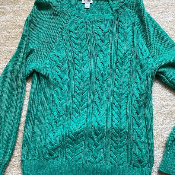 Teal Cable Knit Sweater - Picture 1 of 3